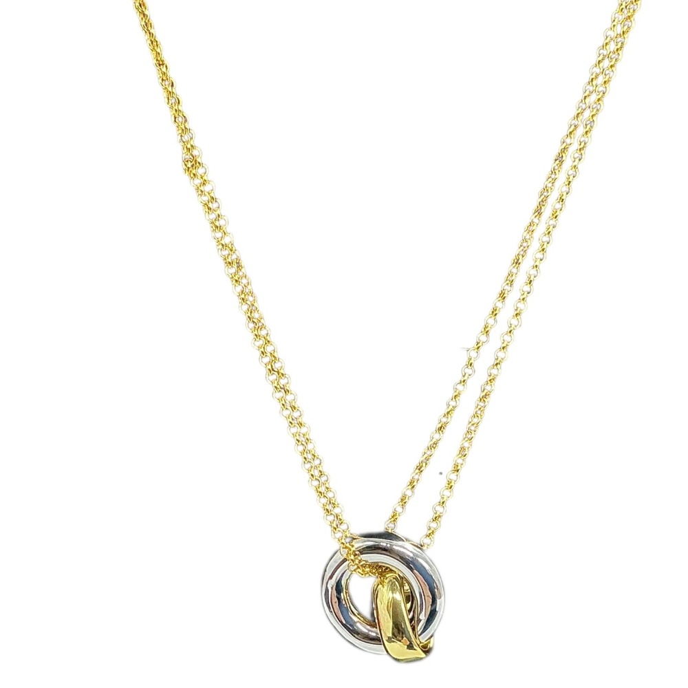 DANIELA SWAEBE Two Tone Interlocking Rings Necklace Gold Silver Tone